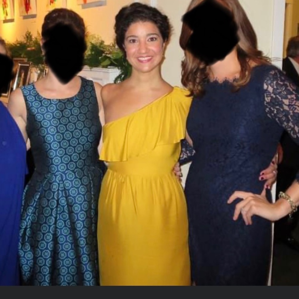 Worn 1x: JENNY YOO Yellow One-Shoulder Dress, Silk + Chiffon, Size 4, GUC